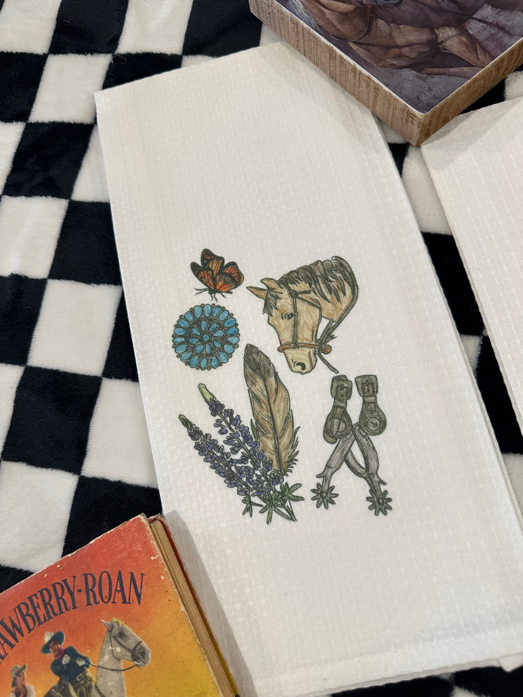 Western Kitchen Hand Towels - Saddle up & Wyoming Flowers