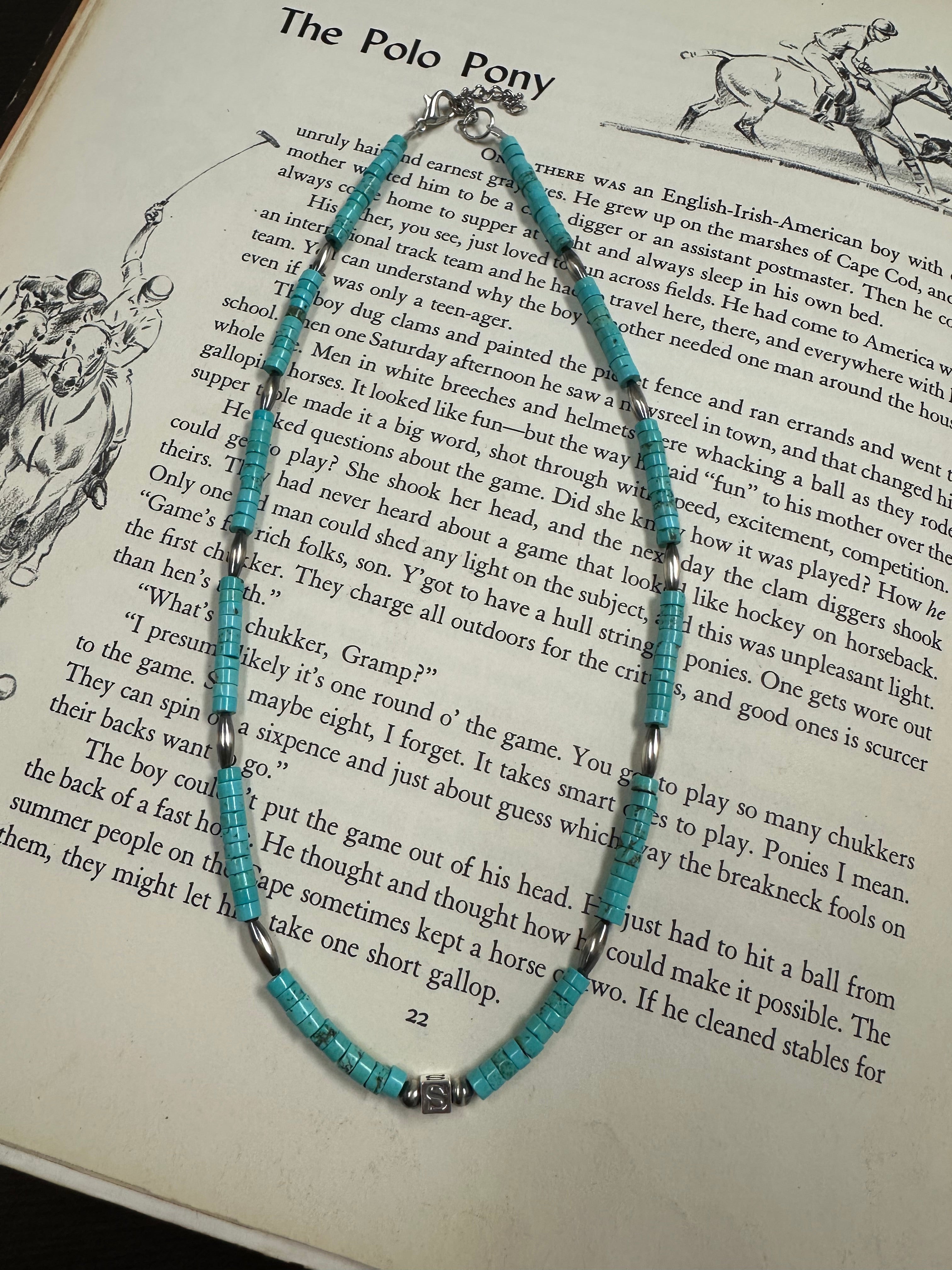 Initial Necklace - Authentic Turquoise & Navajo Pearls