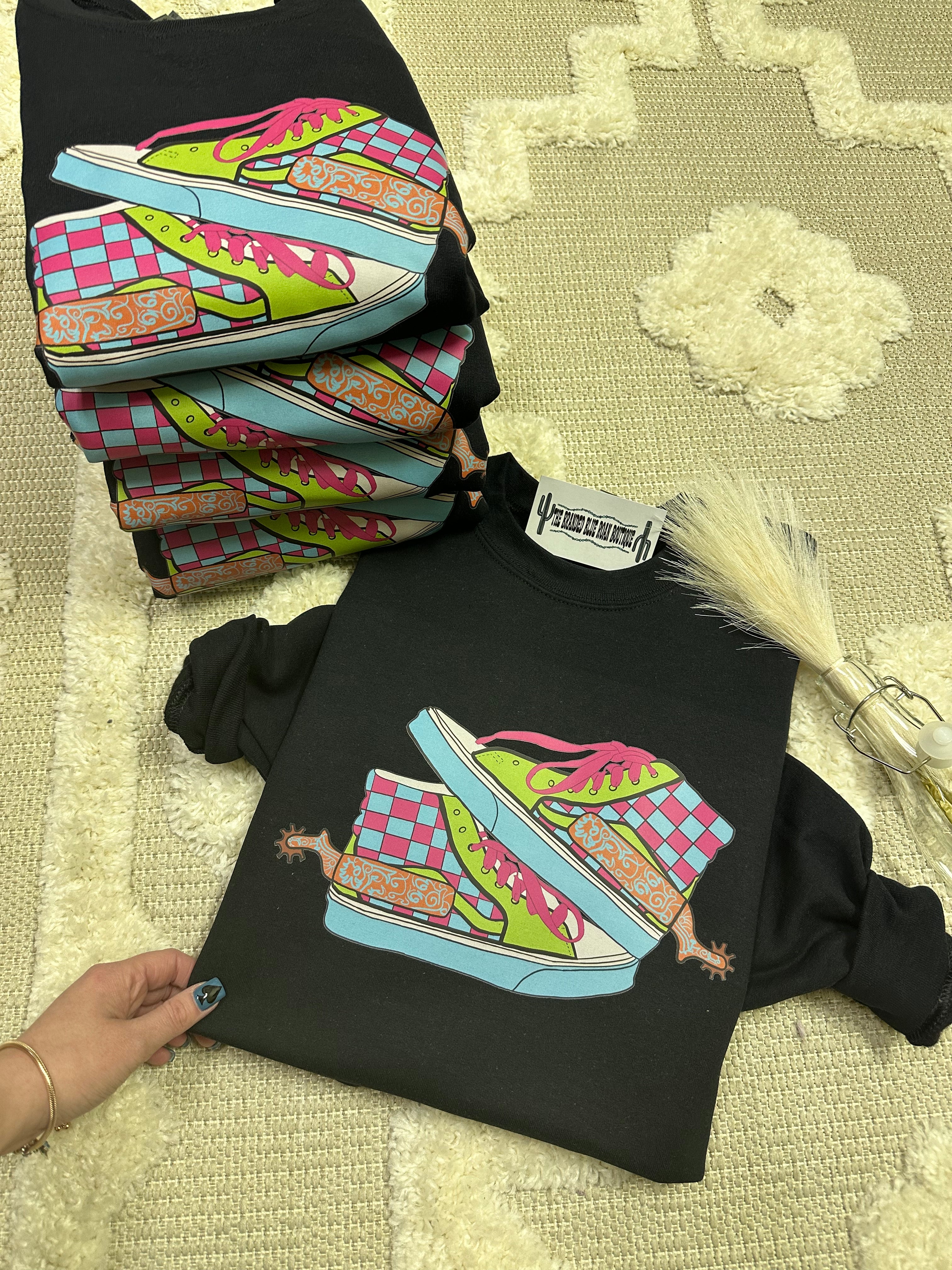 Neon checkered shoes Graphic