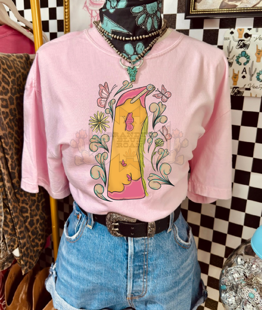 Floral Chaps Graphic - Pink