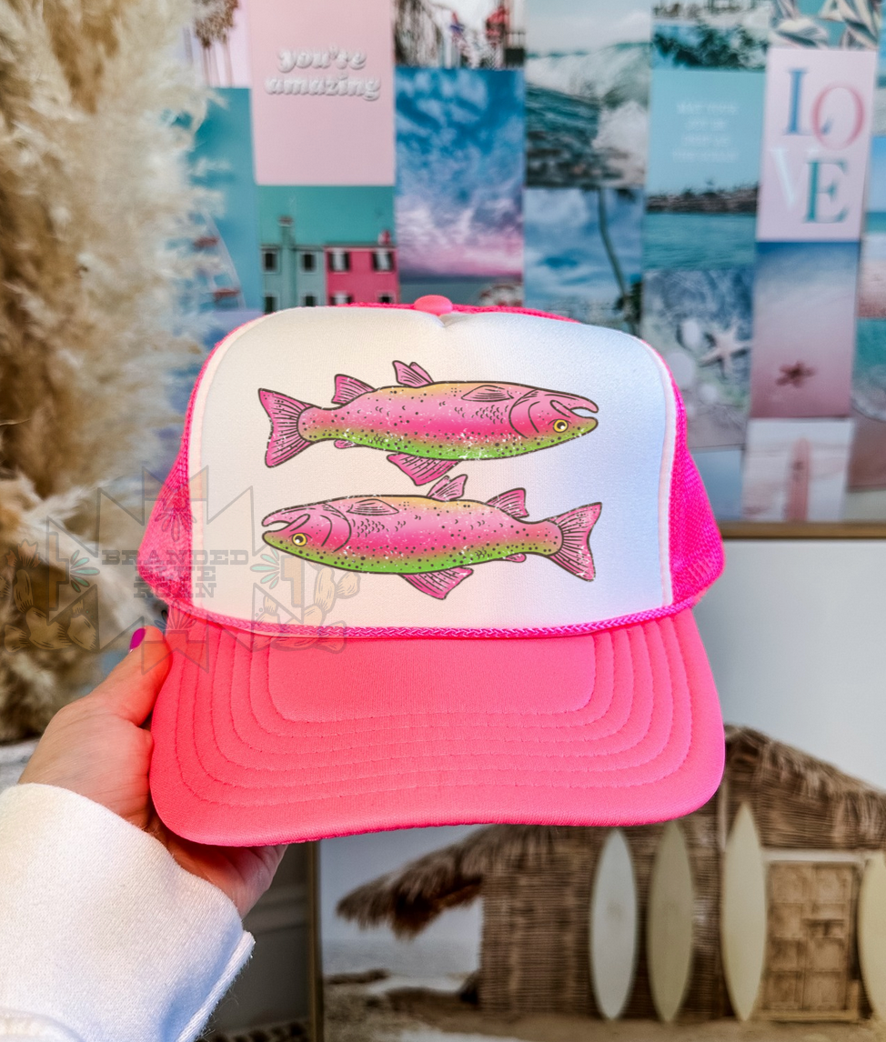 Pink Pebble Trout Trucker Hat
