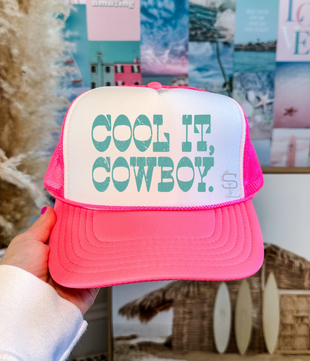 Cool it Cowboy Blue - Pink Trucker Hat