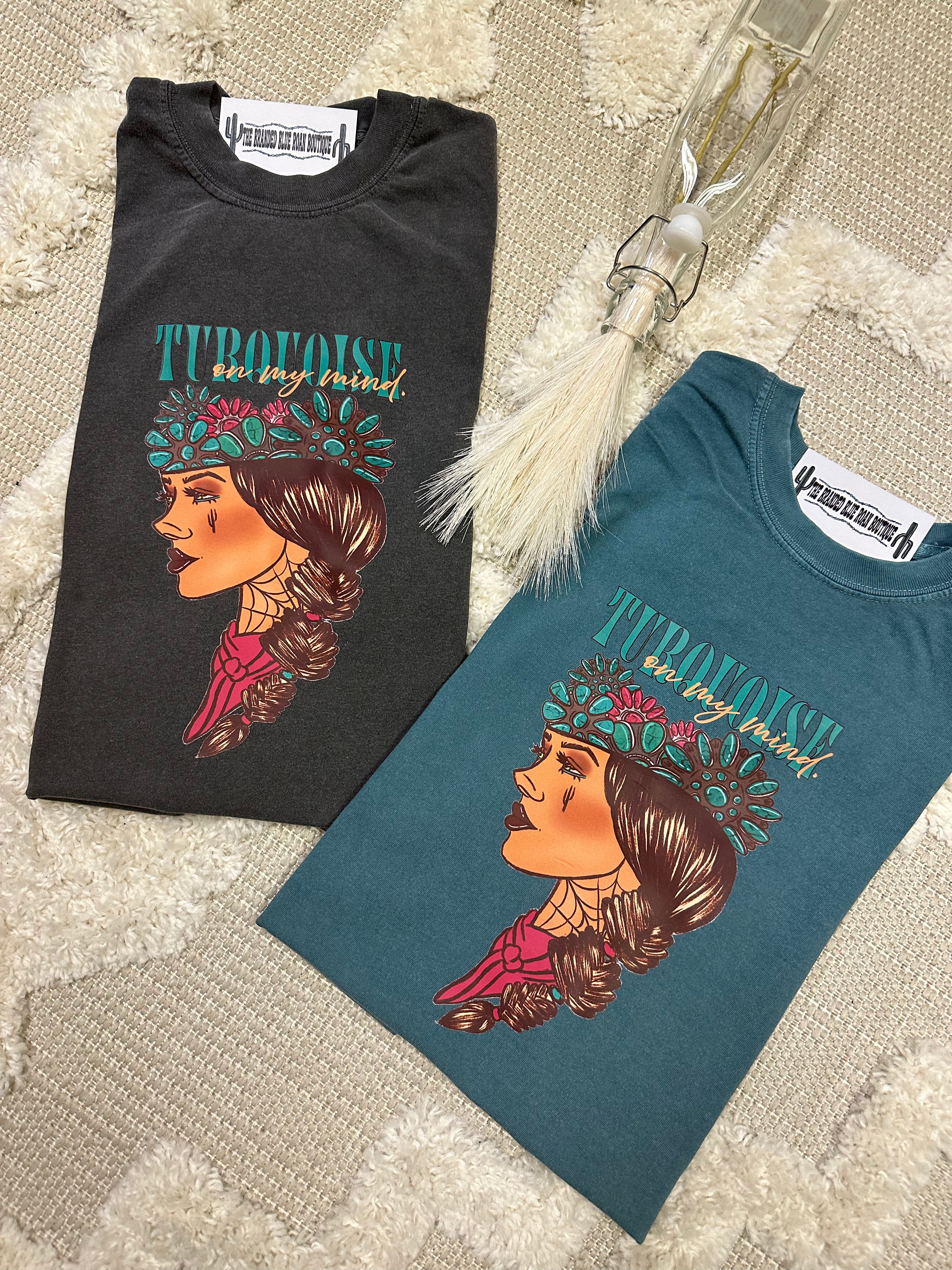 Turquoise on my mind graphic tee - Comfort Colors
